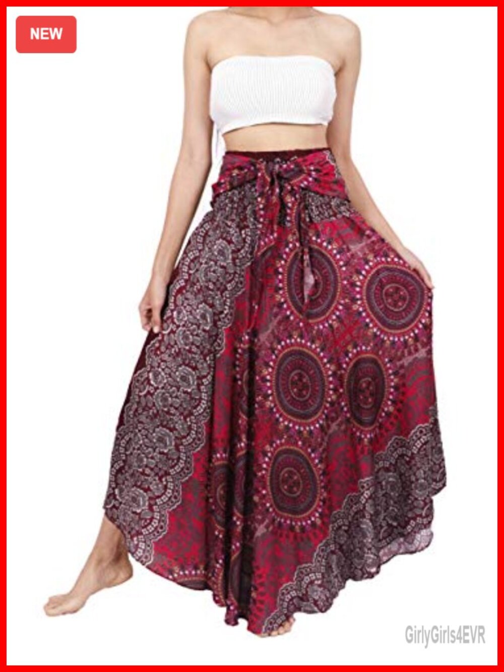 Bohemian Rayon Long Maxi Skirt Elastic Waist Full Skirt